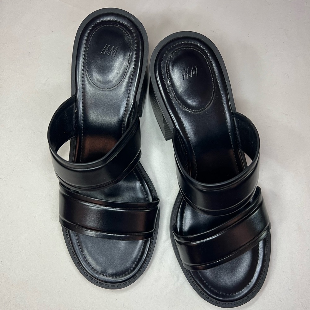 H&M Black Heeled Sandal goth chunky y2k whimsigoth